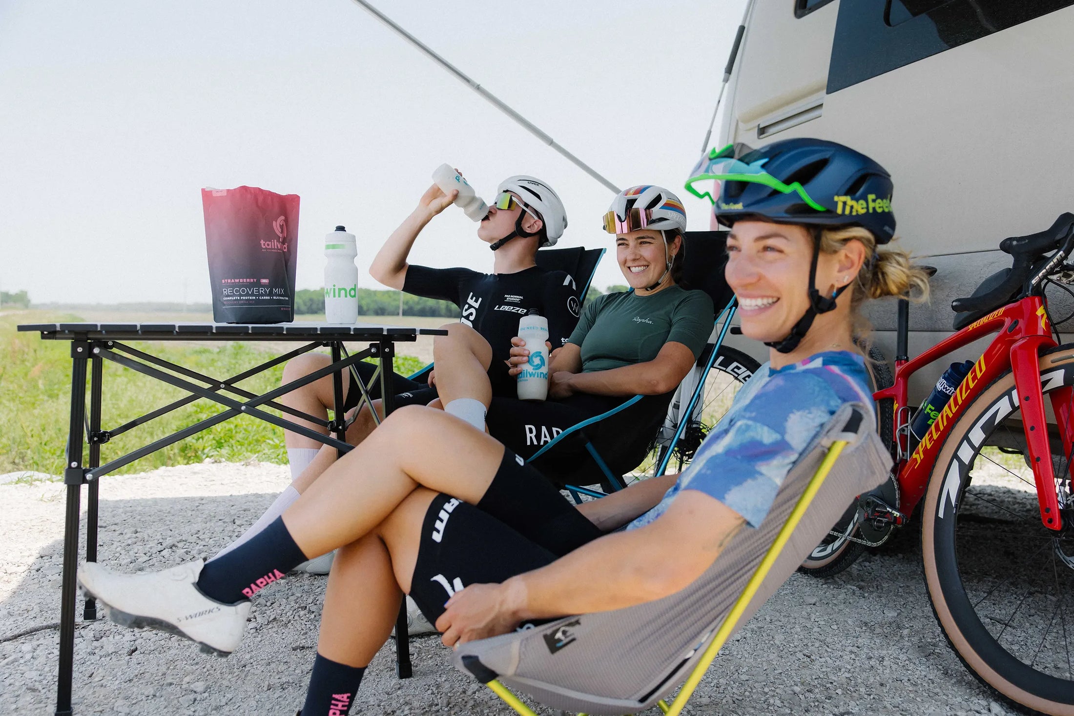 Tailwind athletes refuelling after a ride