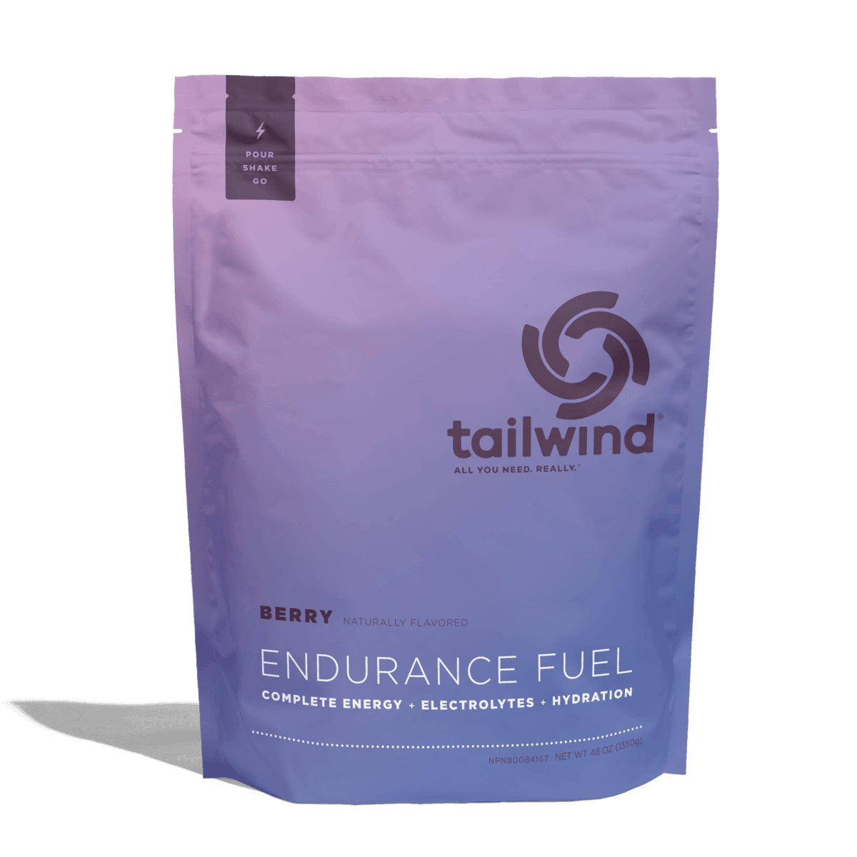 Tailwind Endurance Fuel Berry flavor powder bag, energy electrolyte hydration drink mix