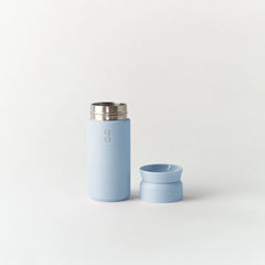 Ice Blue Brew 350ml insulated bottle with lid on white background