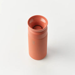 Sahara Red 350ml insulated travel mug on white background, modern minimalist design