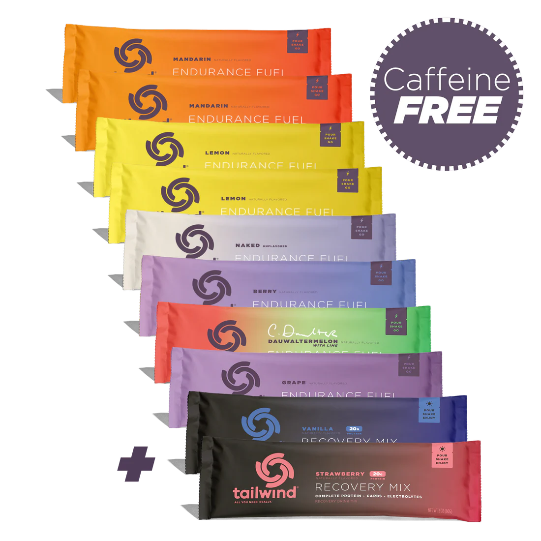 Tailwind Endurance Fuel and Recovery Mix caffeine-free protein powder starter pack