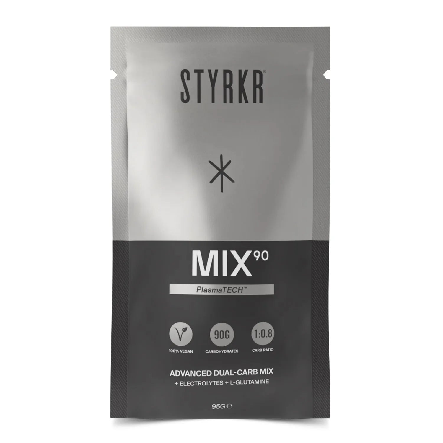 STYRKR MIX90 dual-carb mix sachet with electrolytes, vegan sports nutrition supplement
