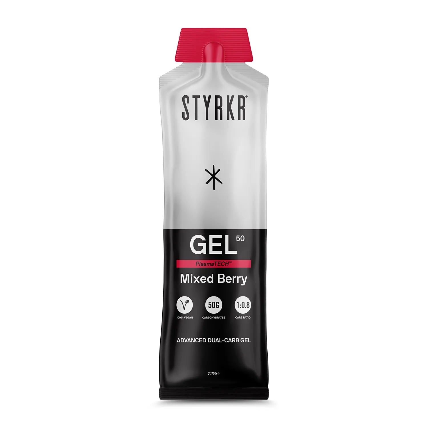 STYRKR GEL 50 Mixed Berry energy gel pouch, vegan dual-carb supplement, 50g carbohydrates