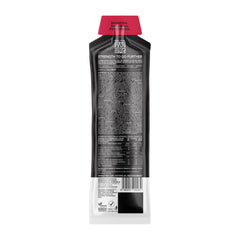 Back of Strykr Gel50 Mixed Berry energy gel pouch with nutrition info and QR code