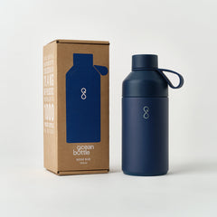 Ocean Bottle 750ml ocean blue reusable water bottle and eco-friendly packaging