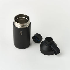 Obsidian Black Ocean Bottle 750ml with open lid on white background