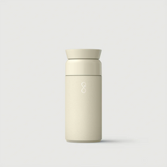 Ocean Bottle Brew sandstone reusable bottle front view minimal design