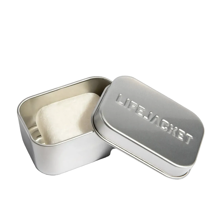 LifeJacket Body Wash Bar 50g in reusable aluminium tin cut-out