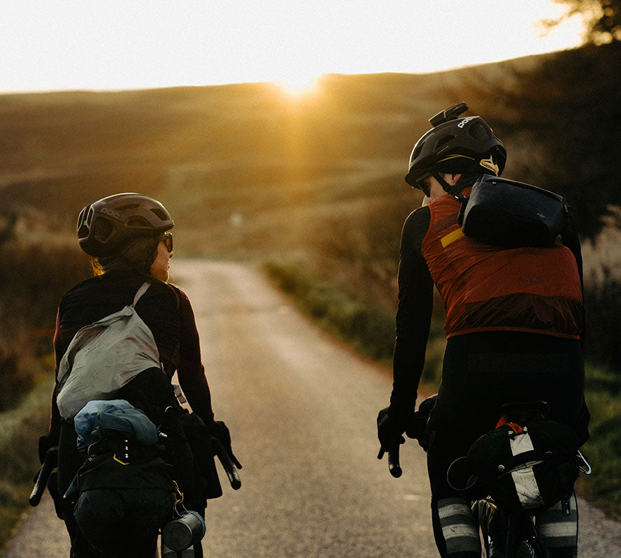 Cyclist riding on an open road