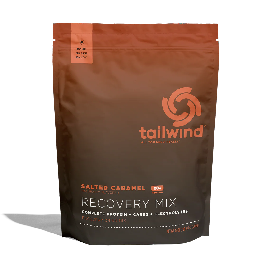 Tailwind Salted Caramel Recovery Mix protein and electrolyte drink powder pouch