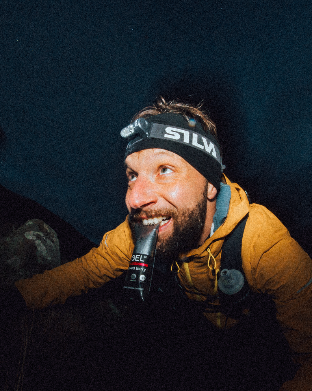 Styrkr energy gel taken by ultra runner