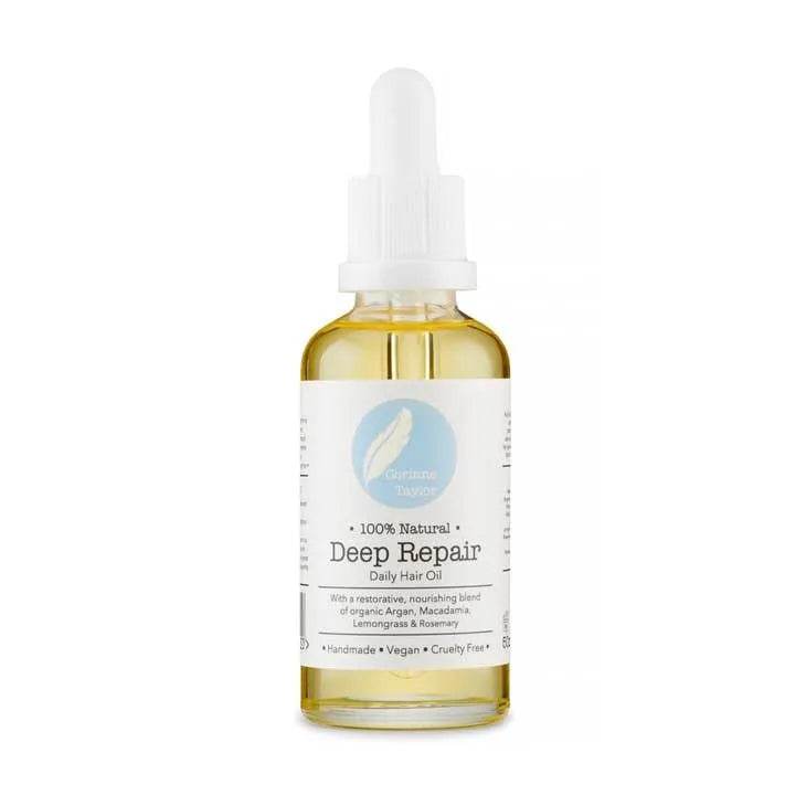 Corrine Taylor Deep Repair natural daily hair oil bottle with dropper on white background