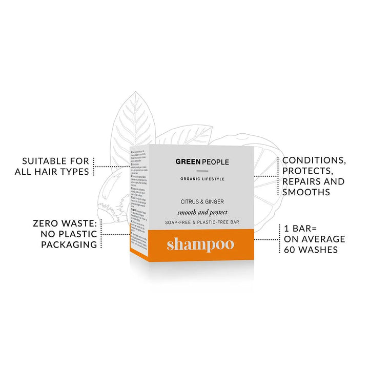 Green People Organic Citrus & Ginger Shampoo Bar - 50g - Ready Sweat Go