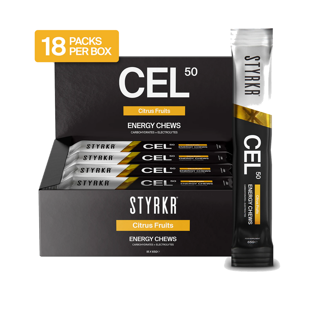 Styrkr CEL50 Energy Chews – Citrus Fruits (18 Pack) product image on transparent background
