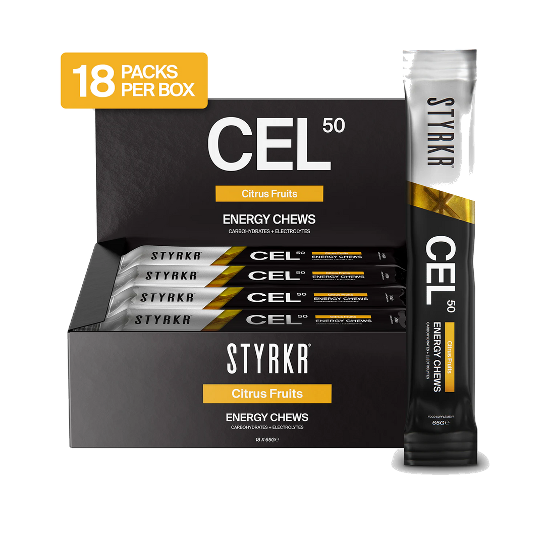 Styrkr CEL50 Energy Chews – Citrus Fruits (18 Pack) product image on transparent background
