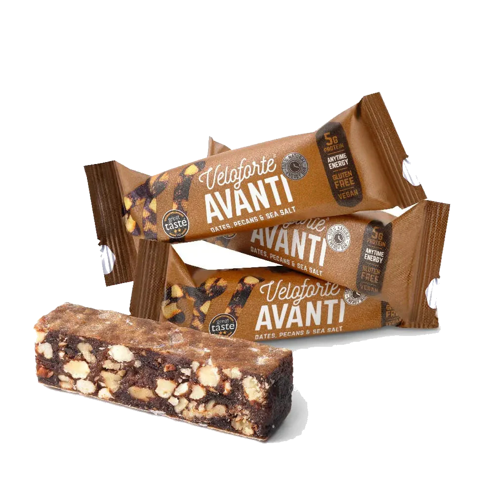 Veloforte - Avanti - Dates, Pecans &amp; Sea Salt Energy Bar product image on transparent background