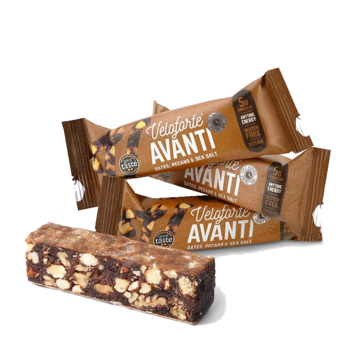 Veloforte - Avanti - Dates, Pecans &amp; Sea Salt Energy Bar product image on transparent background