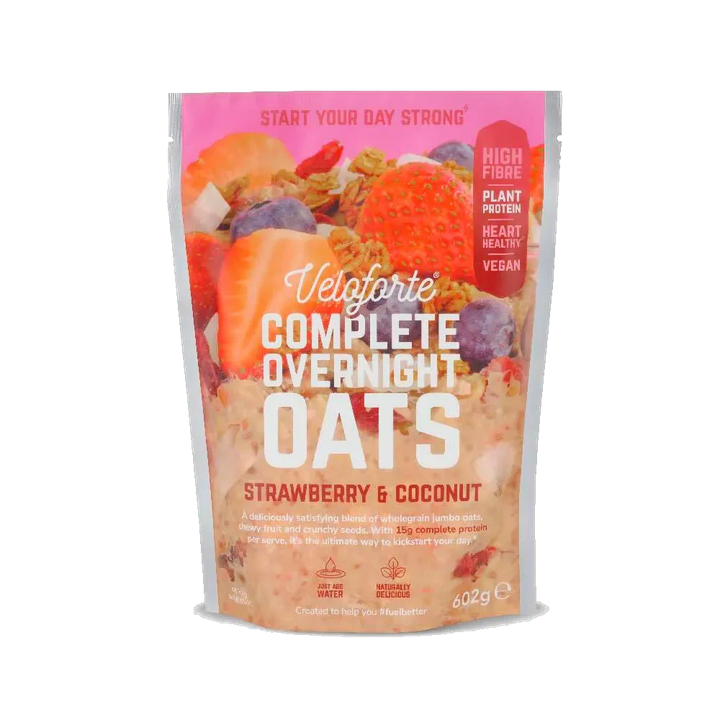 Veloforte - Overnight-Oats -Strawberry &amp; Coconut product image on transparent background