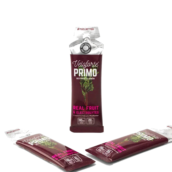 Veloforte - Primo - Beetroot &amp; Lemon Energy Gel product image on transparent background
