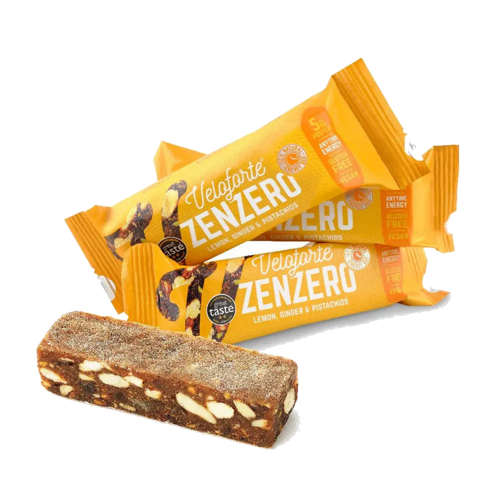 Veloforte - Zenzero - Lemon, Ginger &amp; Pistachio Energy Bar product image on transparent background