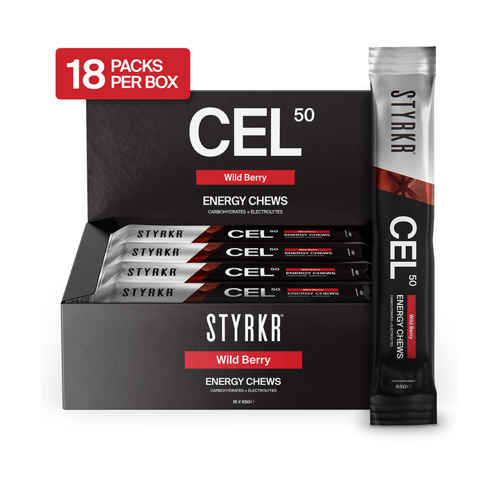 Styrkr CEL50 Wild Berry energy chews 18-pack