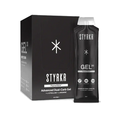 Styrkr GEL30 L-Citrulline box of 12 and gel on transparent background