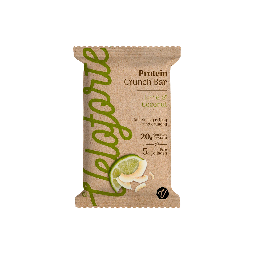 Veloforte Lime and Coconut protein crunch bar on transparent background