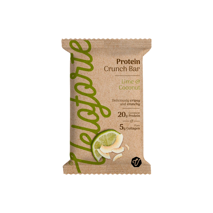 Veloforte Lime and Coconut protein crunch bar on transparent background
