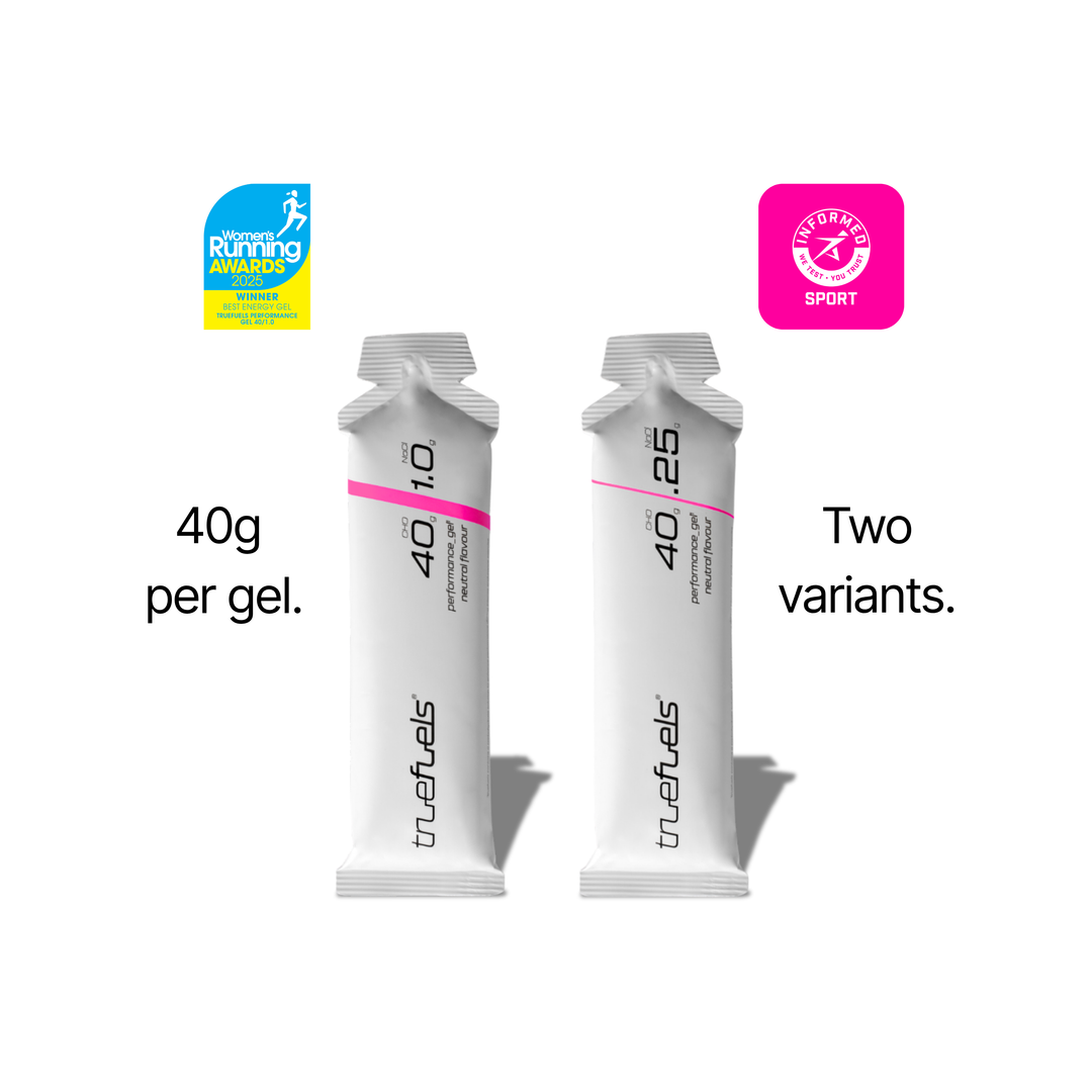truefuels 40g energy gels in low-salt and high-salt formats