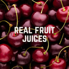 Close-up of fresh cherries with stems and &