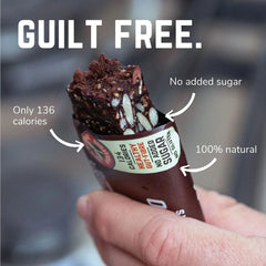 Veloforte orange cacao healthy snack bar, 136 calories, no added sugar, 100% natural.